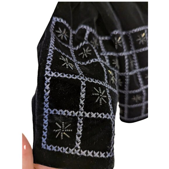 Vintage Ben Berger Luxury Collection Velvet Beaded Scarf Whimsygoth Geometric - Picture 7 of 10